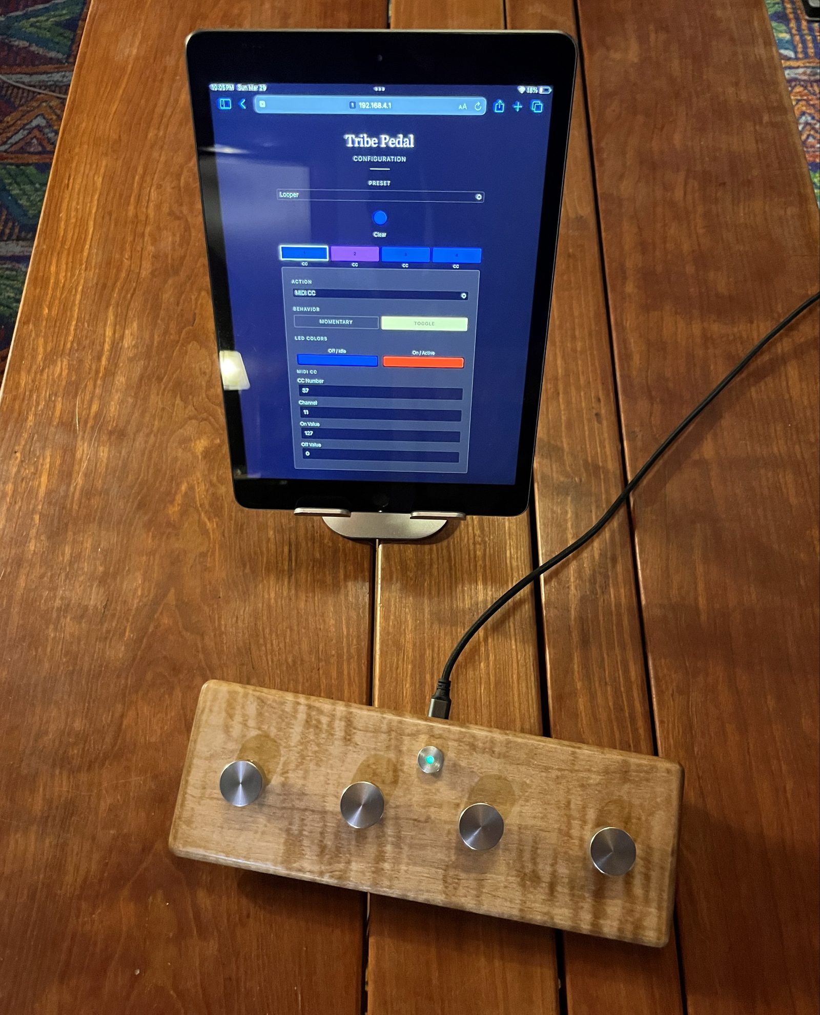 Universal Performance Foot Controller wireless web UI on iPad